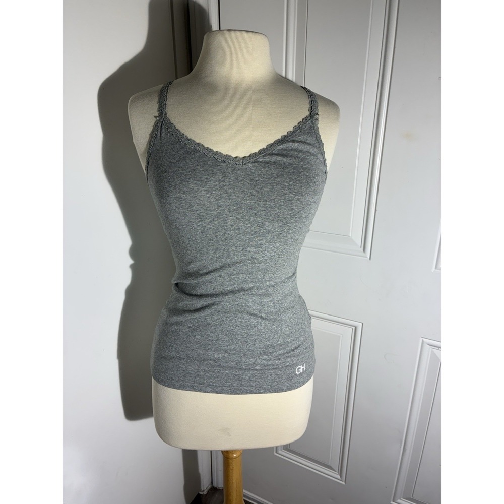 Gilly Hicks Gray Lace Trim Camisole Tank Top Size‎ S Soft Stretch Fitted